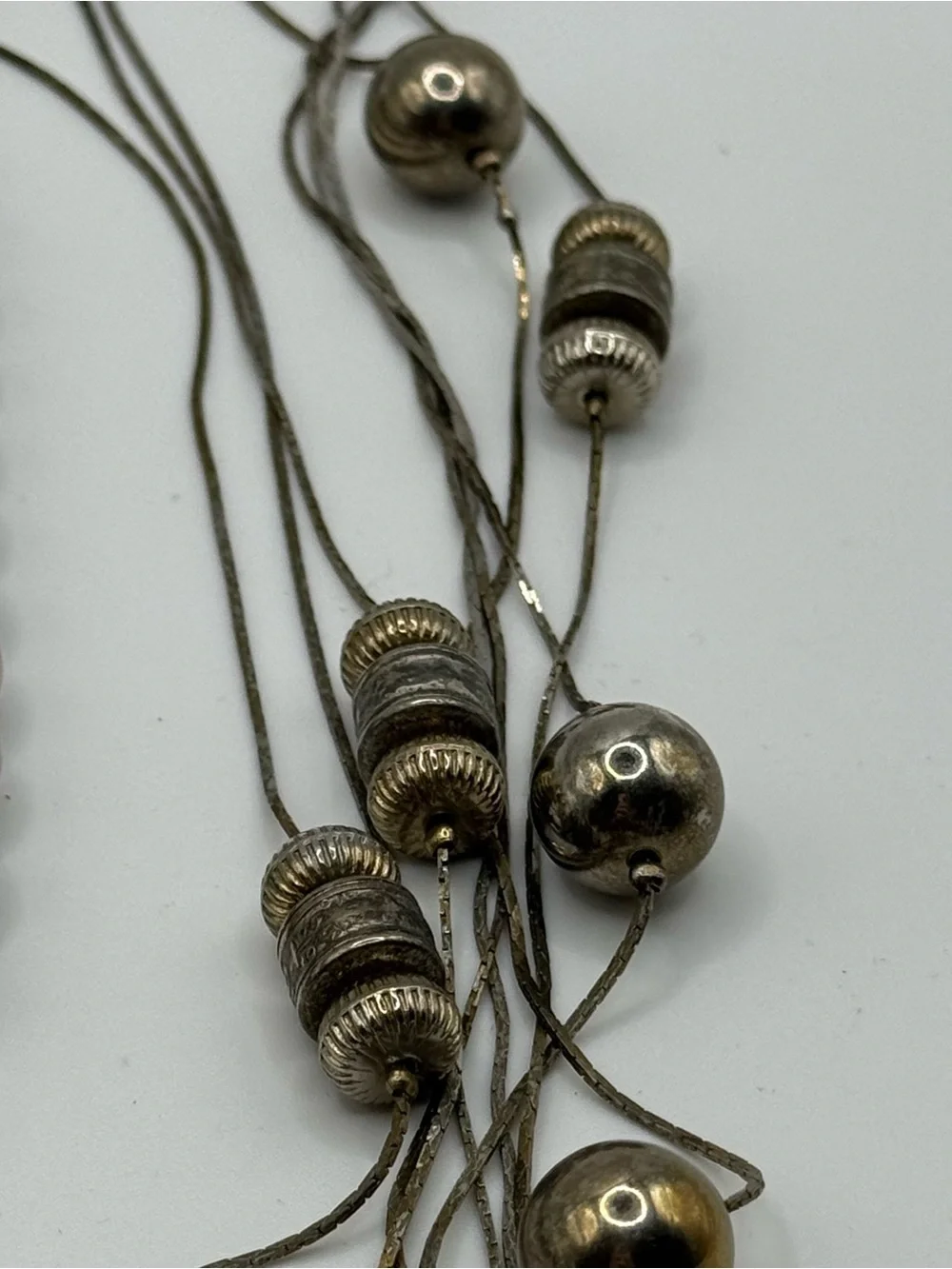 Metal Silver tone Beaded Necklace Set